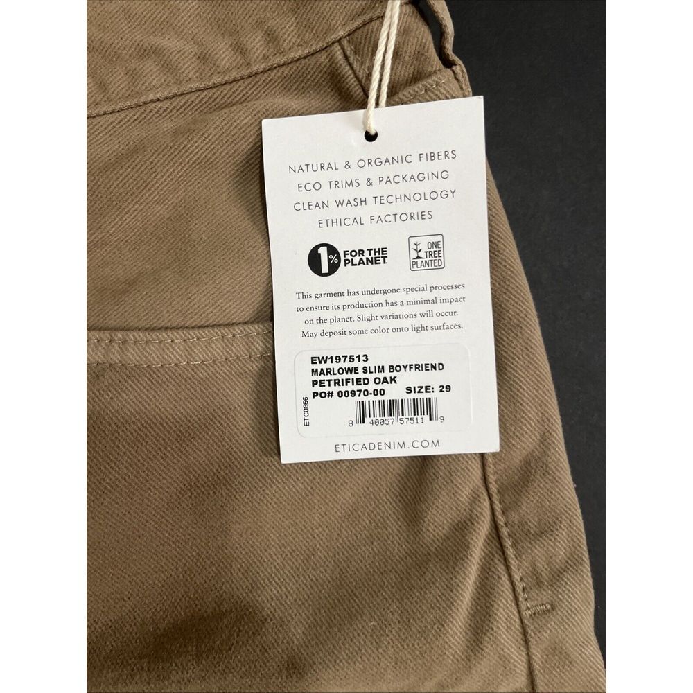 Etica Women's Jeans Sz 29 NWT Marlowe Slim Boyfriend Petrified Oak Cotton Blend - Picture 3 of 10